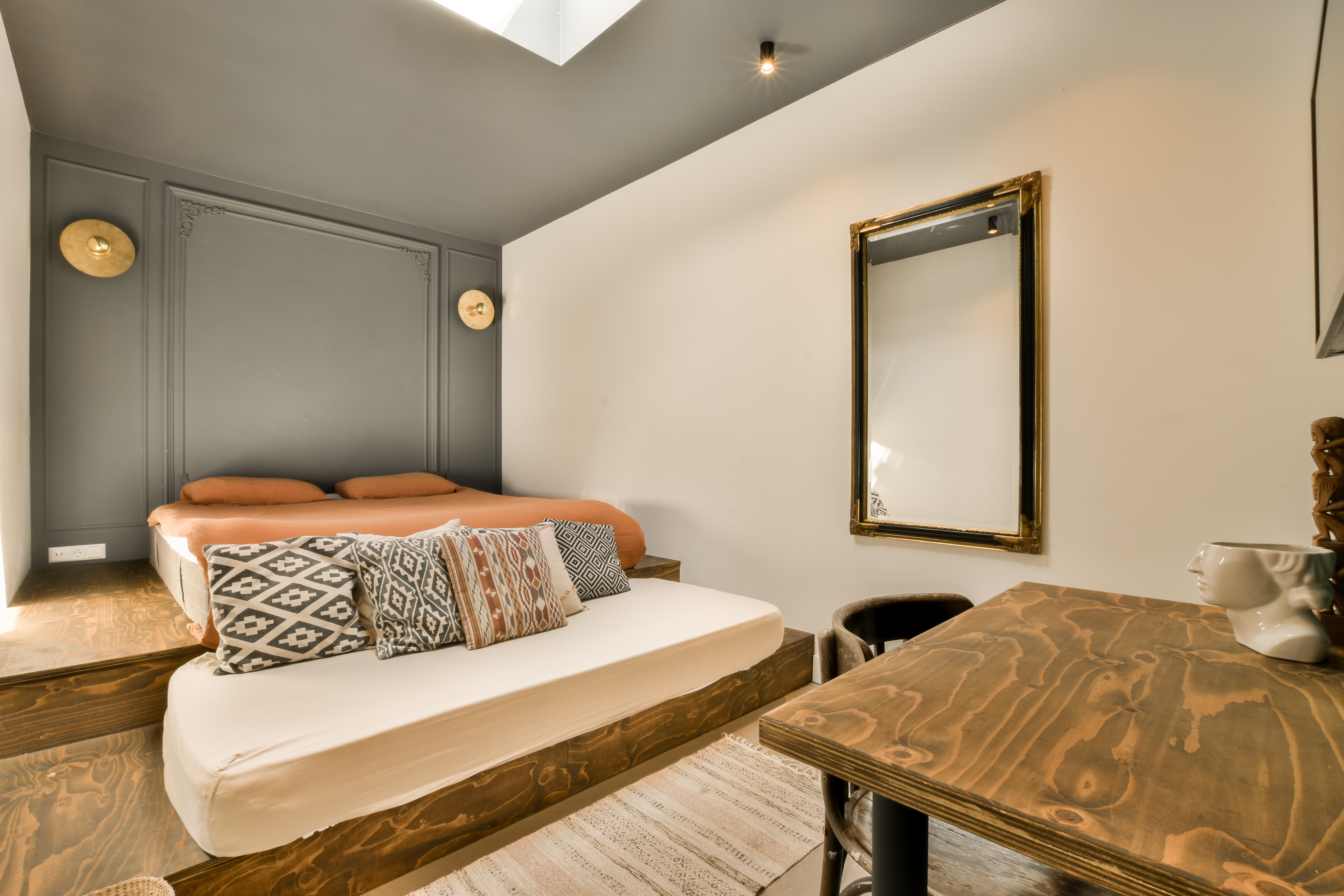 A loft bedroom conversion built within the shape of the existing roof structure